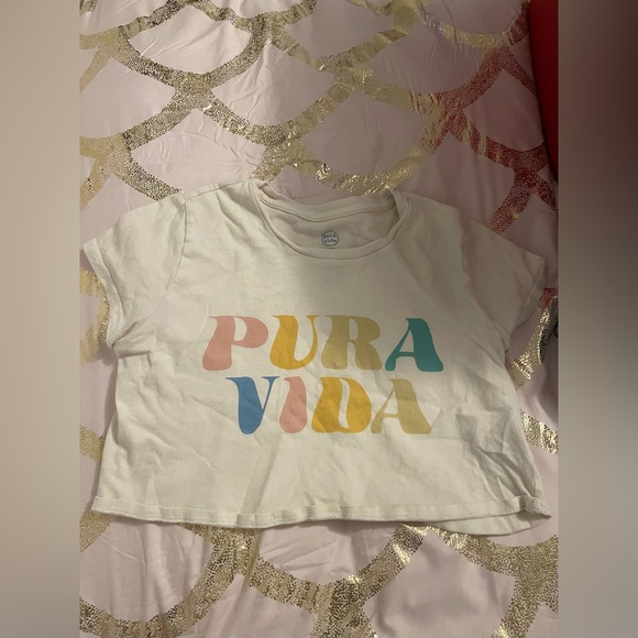 white purivida graphic crop top - Picture 1 of 3